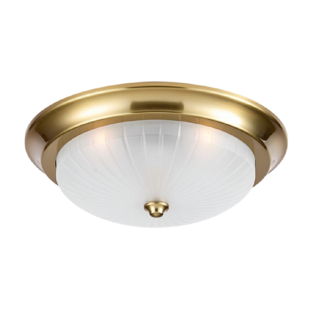 **Technische titel in het Nederlands:** **Plafondlamp met gouden rand en opaalwitte kap**